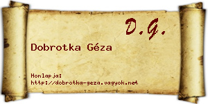 Dobrotka Géza névjegykártya