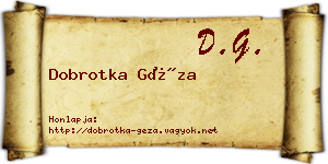 Dobrotka Géza névjegykártya